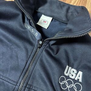 Vintage Olympic Track Jacket Men’s XL Black Full Zip Athletic Team USA Style